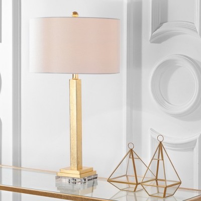 Deco Glamour Gold and White Crystal Desk Lamp Set