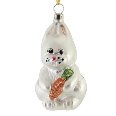 Holiday Ornament 3.5" Bunny Holding Carrott Rabbit Easter Christmas  -  Tree Ornaments