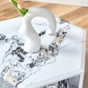 Syemin End Table, Hexagonal Accent Table with Compartments, Marble Effect, Suitable for Living Room, Lounge, White, 25"*21.6"*14" - 4 of 4
