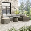 Greemotion 6pc Barbuda Teak Wood Outdoor Patio Firepit Sets Brown: Aluminum Frame, Ceramic Tile, UV Protection - 2 of 4
