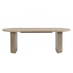 Christopher Knight Home Damian 88" Modern Minimalist Oval 6 Seater Dining Table with Double Pedestal Base Natural - 1 of 4