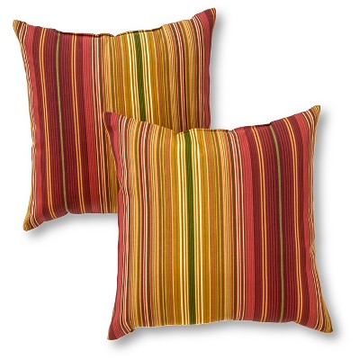 Set of 2 Kinnabari Stripe Outdoor Square Throw Pillows - Kensington Garden