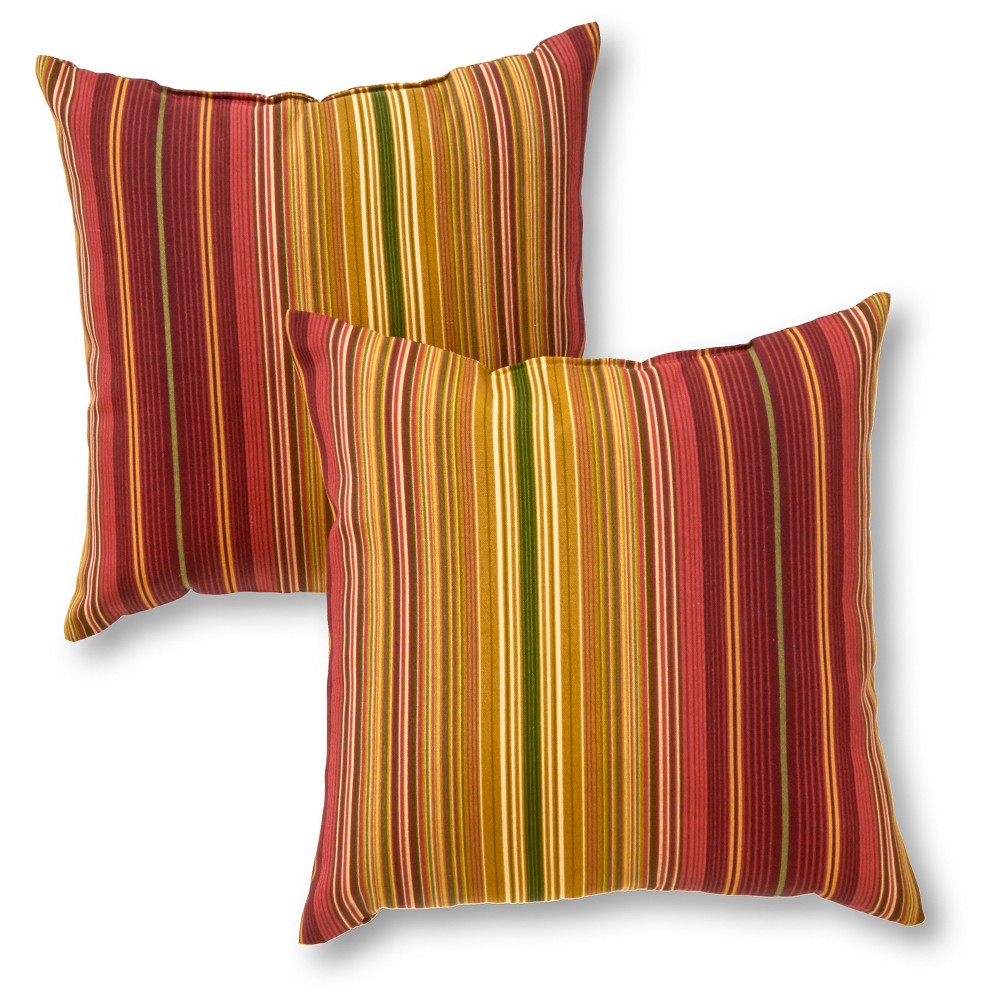 Photos - Pillow Kensington Garden 2pk 17"x17" Striped Square Outdoor Throw  Kinnaba