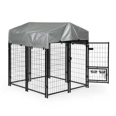 AZL1 Life Concept Pet Crates and Houses Large Outdoor Pet Kennel with Proof Rust Resistant Frame Reinforced Stability, Black, 51.2"*51.2"*55.5"