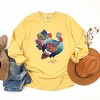 Turkey Patchwork Print - Women's Garment Dyed Long Sleeve Graphic T-Shirt - 2 of 4