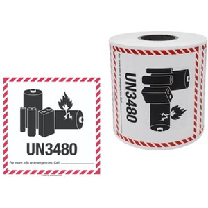 KOVOT - 500 Labels - 4"x4" (Class 9) - UN3480 Lithium Ion Battery - Warning Labels Hazardous Material D.O.T. Dangerous Goods Adhesive Stickers - 1 of 3