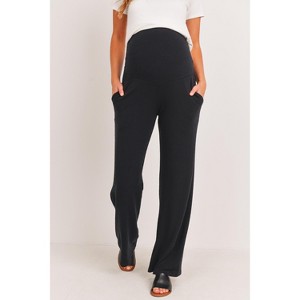 Hello Miz Women's Over The Belly Wide Leg Lounge Maternity Pants - 1 of 4