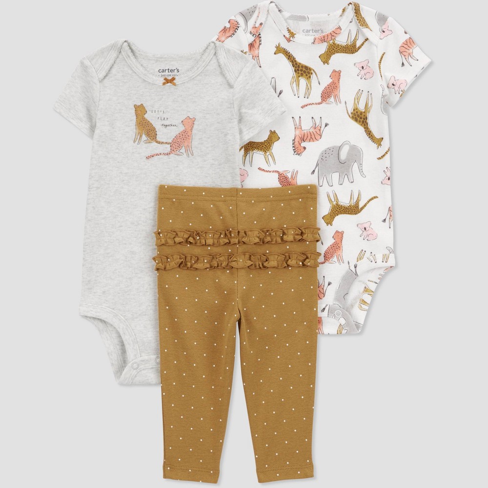 Carter's Just One You® Baby Girls' Safari Coordinate Set - White/Gold 9M -  90487222