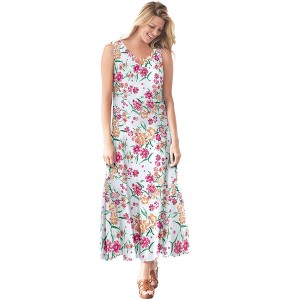 Woman Within Women's Plus Size Sleeveless Crinkle Dress - 1 of 4