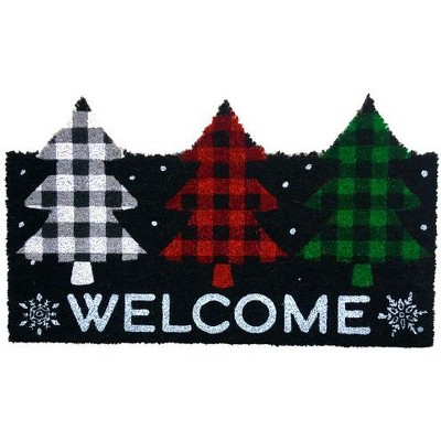 Checkered Snowman Winter Natural Fiber Coir Doormat 30 X 18 Briarwood  Lane : Target