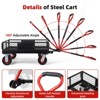 360 Lbs Steel Garden Cart, Heavy Duty Steel Garden Dump Cart Utility Wagon, Metal Garden Wagon with 180° Rotating Pull Handle, Removable Sides - 4 of 4