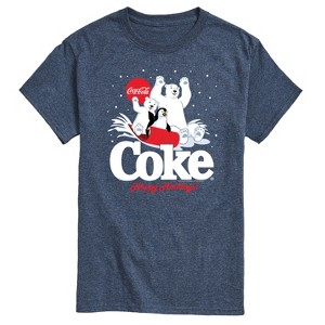 Men's - Coca Cola - Happy Holidays Sledding Short Sleeve Graphic T-Shirt - 1 of 4