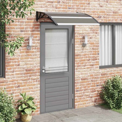 Door Canopy Transparent brown and black Polycarbonate Medium vidaXL