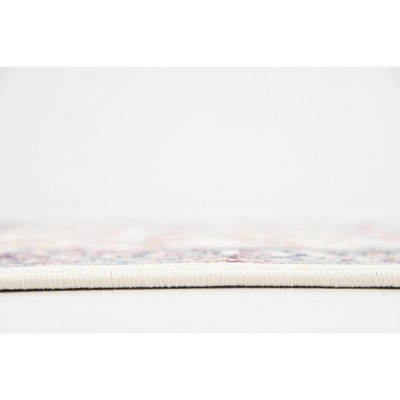 Ivory Floral Synthetic Runner Rug with Persian Motif