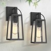Possini Euro Design Woodley 13" High Modern Outdoor Wall Light Fixture Mount Porch House Set of 2 Weatherproof Sand Black Aluminum Seeded Glass Shade - 2 of 4