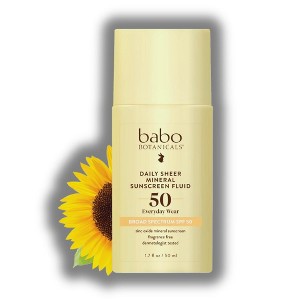 Babo Botanicals Daily Sheer Mineral Sunscreen Fluid SPF 50 | liquid lotion glides on easily with minimal whitening on most skin tones - (1.7 oz) - 1 of 2