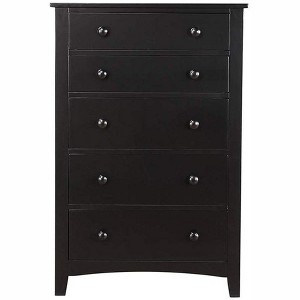 NicBex  5 Drawers Dresser for Bedroom,Black Chest of Drawers with Round Handle,Modern Wood Dressers for Closet,Living Room,Hallway,Black - 1 of 4