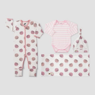 Layette by Monica + Andy Baby Girls' Floral and Striped Layette Set - Pink 0-3M