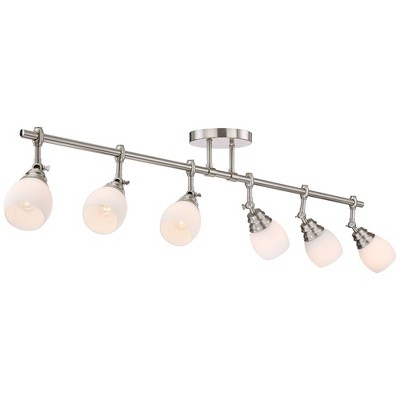 Elm Park Brushed Nickel 6-Light Adjustable Track Fixture with Glass Shades