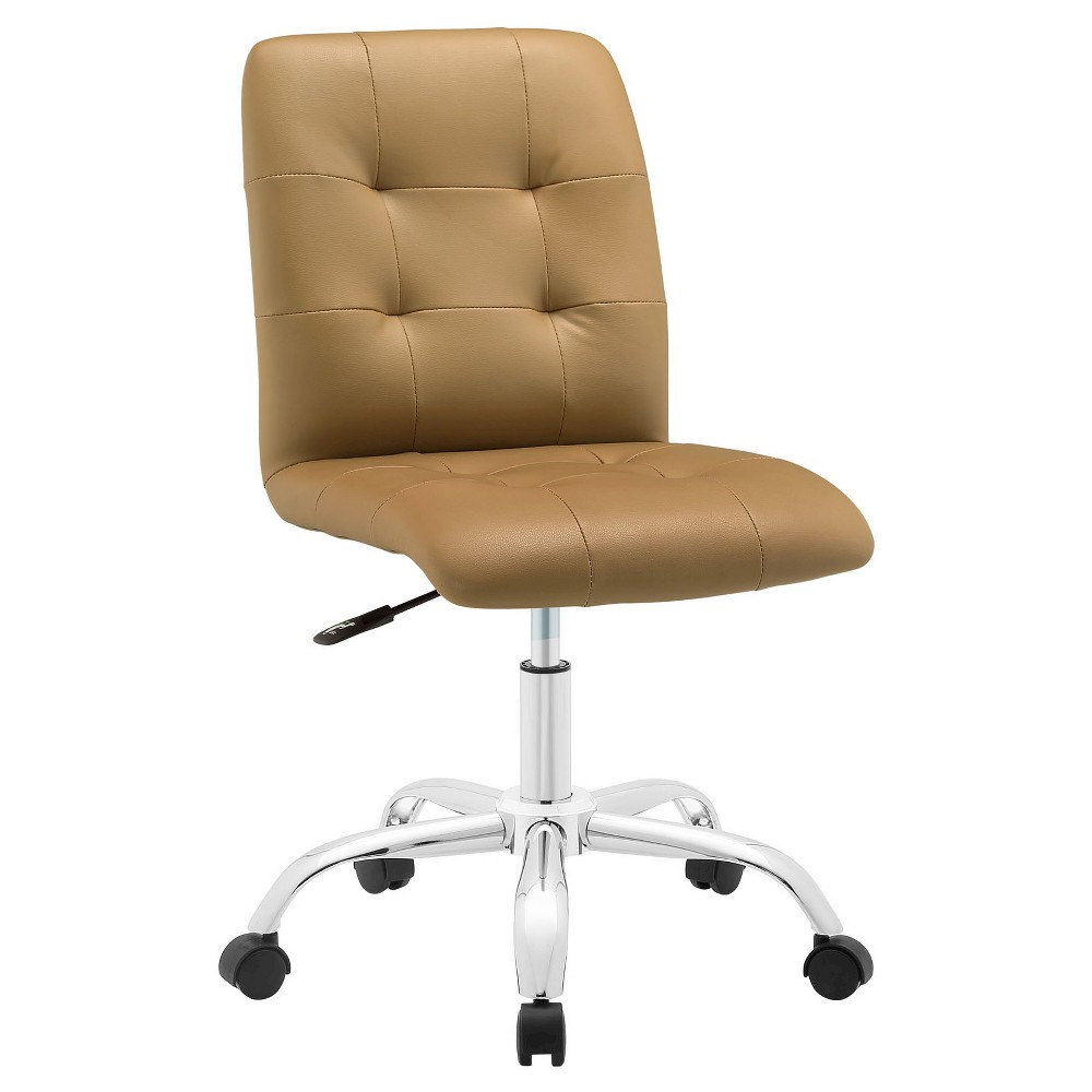 Photos - Computer Chair Modway Prim Armless Midback Office Chair Almond Tan - : Height Adjustable, 