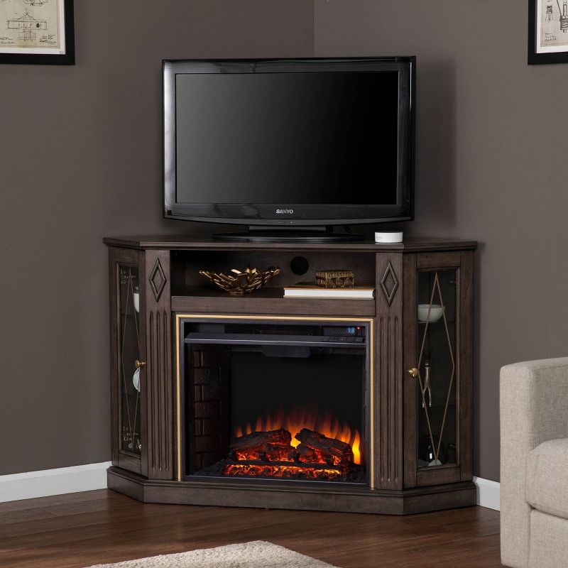 Stonstian Fireplace with Media Storage Brown/Gold - Aiden Lane, 5 of 17