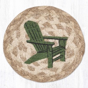 Earth Rugs Adirondack Chair Round Coaster – Braided Jute, Coastal Cabin Style, 5"x5" - 1 of 3