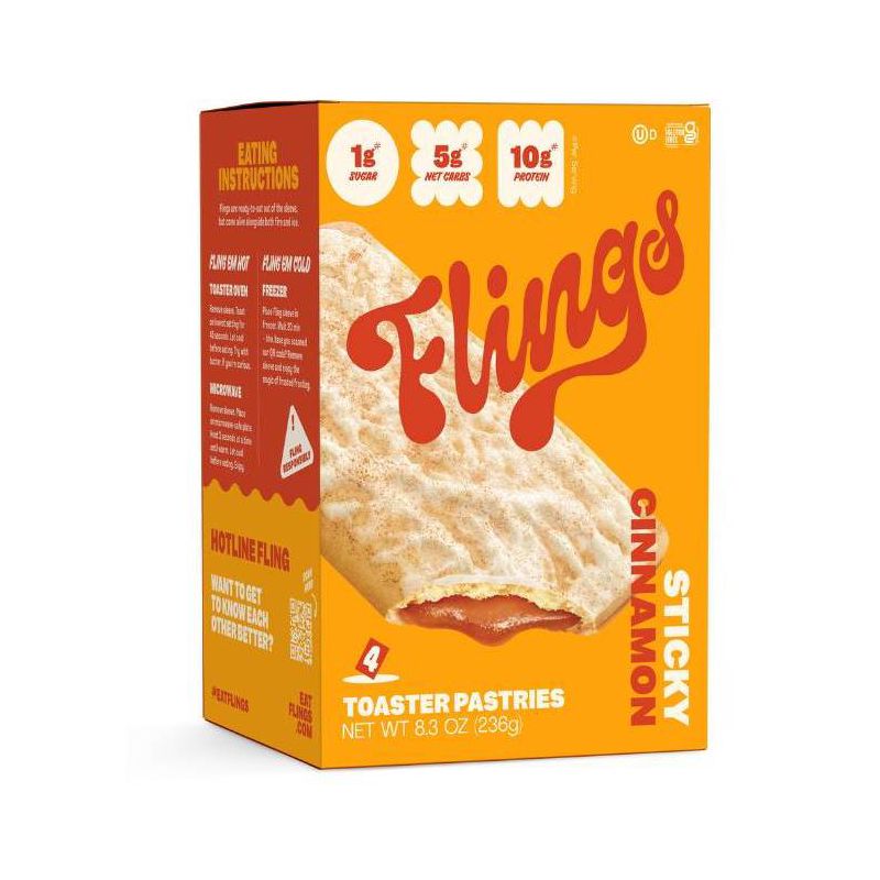 Flings Cinnamon High Protein Keto Toaster Pastries - 8.3oz / 4ct, 1 of 7