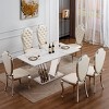 Modern 70'' Rectangular Marble Dining Table,Mirrored Stainless Steel Base,Suitable for 6 People - Maison Boucle - 3 of 4