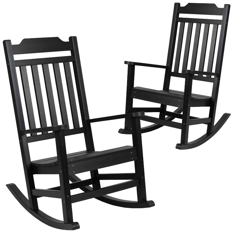 Flash Furniture Set of 2 Winston All-Weather Faux Wood Rocking Chair, 1 of 13
