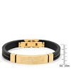 Steeltime Men's 18k gold plated stainless steel our father prayer black rubber bracelet. Color Options: Black, Blue, Red, Orange, Brown - 3 of 4
