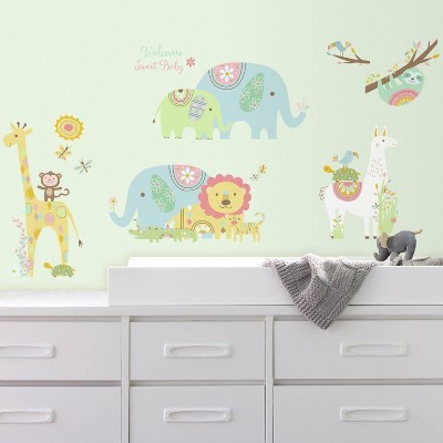 RoomMates Geometric Baby Animals Peel and Stick Wall Decal