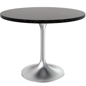 LeisureMod Verve 36" Round Dining Table - MDF Wood Top with Brushed Chrome Pedestal Base Accent Table for Contemporary Dining and Kitchen Room - 1 of 4