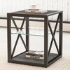 Racxily Modern End Table, Tempered Glass & MDF Top with Industrial Style for Bedroom & Living Room - 3 of 4