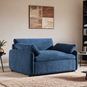 50*43" Oversized Chenille Single Sofa Chair,Wide and Deep Seat Accent Chair,Modern Upholstered Comfy Armchair with Pillows - Leovsnove - 1 of 4