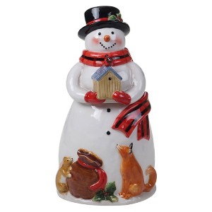 72oz Earthenware Magic of Christmas Snowman Cookie Jar - Certified International - 1 of 3