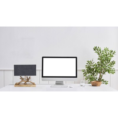 Gold Resin Birds on Branch Lamp with Black Shade