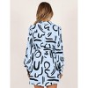 Coolmee Women US Striped V Neck Long Smocked Sleeve Waist Adjustable Tie Mini Dress - 3 of 4