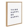 18" x 24" Sylvie Think Happy Be Happy Blue Framed Canvas by Maggie Price Natural - Kate & Laurel All Things Decor - 2 of 4