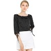 Allegra K Women's Vintage 3/4 Sleeve Boat Neck Ruffled Dots Print Blouse - 3 of 4