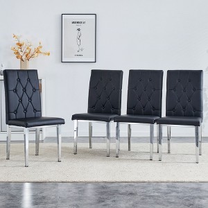 NicBex PU Leather Dining Chairs Set of 4,Modern Upholstered Armless Kitchen Chair with High Back and Metal Legs for Dining Room,Kitchen - 1 of 4