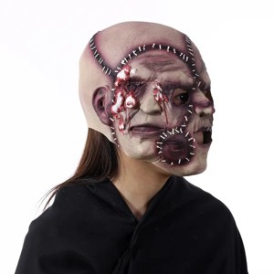 Racxily Halloween Party Three-sided Grimace Horror Mask Latex Soft Ghost Festival Simulation Face Headgear - 1 of 4