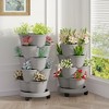 VECELO 5-Tier Vertical Garden Planter, Self Watering Stackable Planter with Wheels for Strawberries, Flowers, Vegetables, Set of 1/2 - 4 of 4