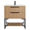 Kingsford Grooved-Look Bathroom Vanity in Bright Oak with White Ceramic Sink - 4 of 4