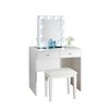 Sapphtopaz Makeup Vanity Desk with Mirror and Lights, Wood Makeup Table and Stool Set with 10 Lights and USB Port and Power Outlet - 4 of 4