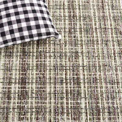 Abstract Brown and Green Handmade Tufted Wool Rug, 6' x 6'