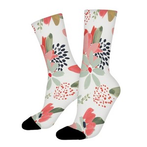 Watercolor Flower Women Printed Crew Socks Funny Funky Socks Soft Polyester Novelty Gifts for Artists Men - 1 of 1