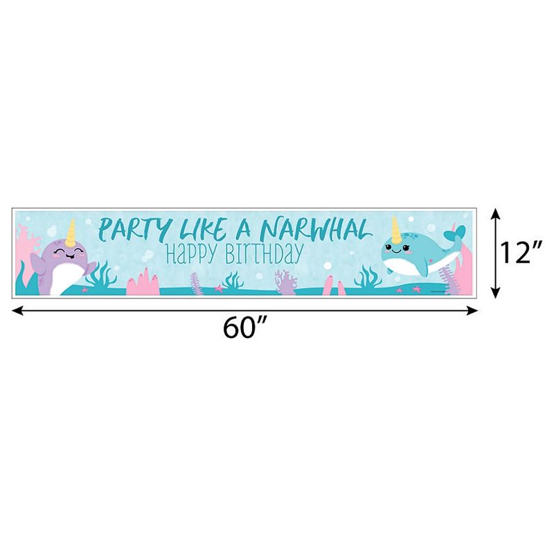Big Dot of Happiness Narwhal Girl - Under The Sea Happy Birthday Decorations Party Banner, 2 of 8