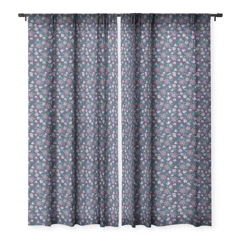 Schatzi Brown Erinn Floral Purple Single Panel Sheer Window Curtain - Deny Designs, 3 of 7