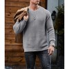 Men's Solid Color Long Sleeve Crew Neck Sweater, Loose Fit American Retro Knitted Pullover for Casual Wear - 3 of 3