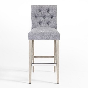 WestinTrends 29" Upholstered Linen Fabric Tufted Bar Stool Chair - 1 of 4